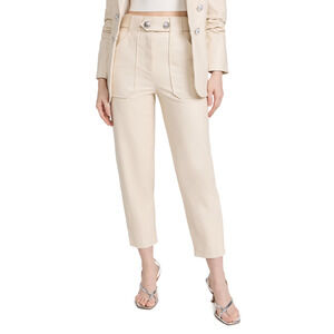 Veronica Beard Atala Faux Leather High Waisted Trouser Pants Ecru Women's 2 NWT